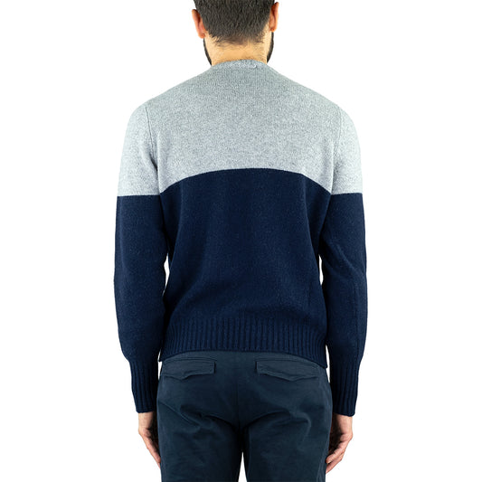 Maglia DRUMOHR in Puro Cachemire Bicolor Grigio Blu
