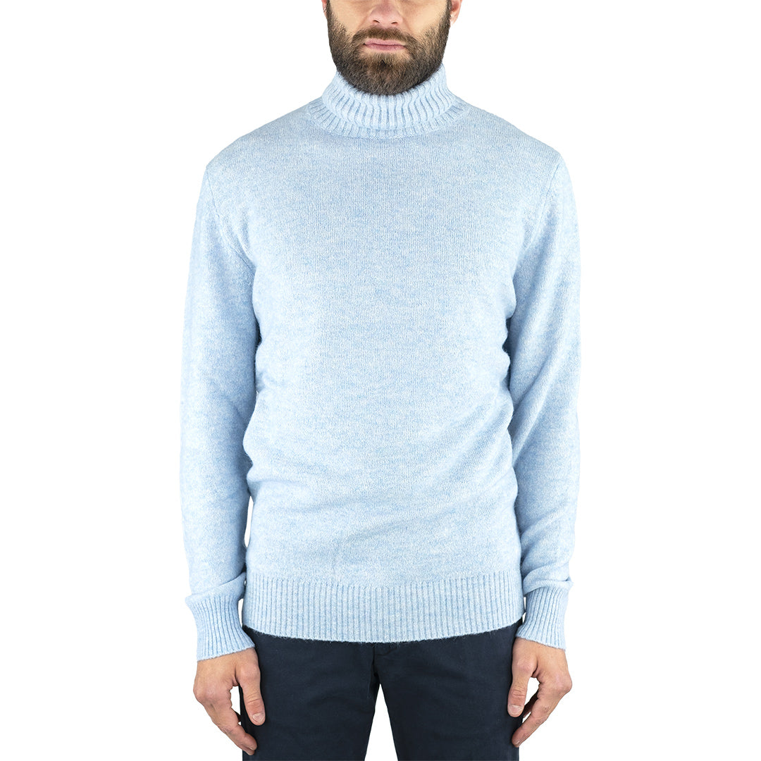 Maglia KANGRA Collo Alto in Misto Lana e Alpaca Celeste