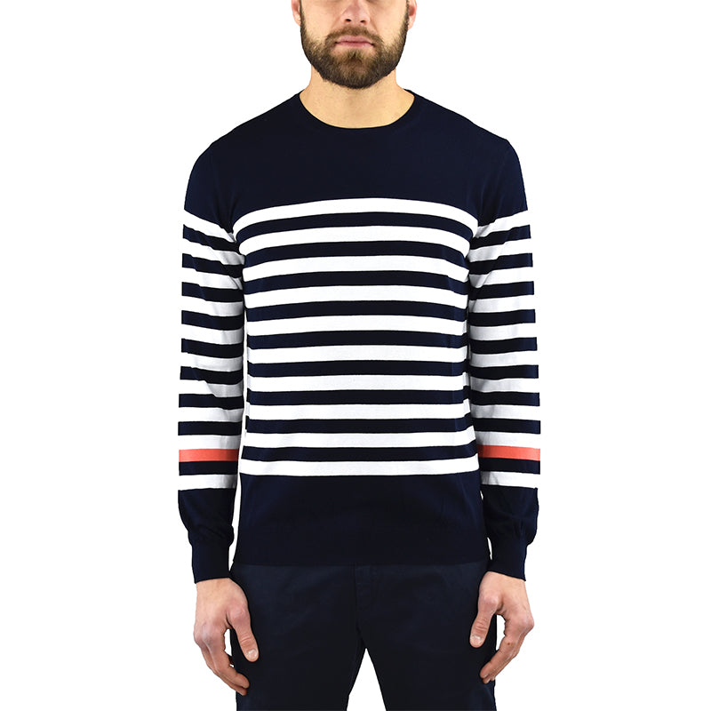 Maglia KANGRA in Cotone Righe Orizzontali Blu