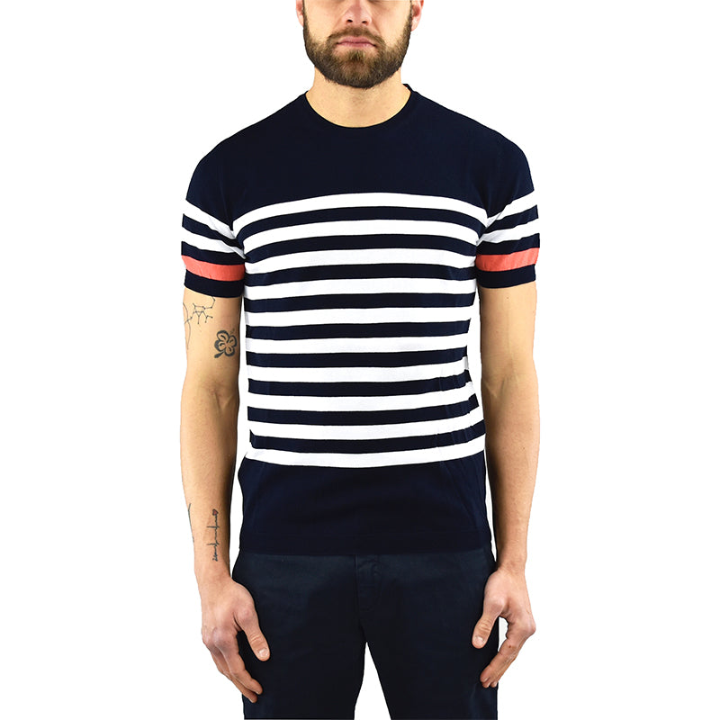 Maglia KANGRA in Cotone Righe Orizzontali Blu