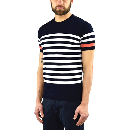 Maglia KANGRA in Cotone Righe Orizzontali Blu