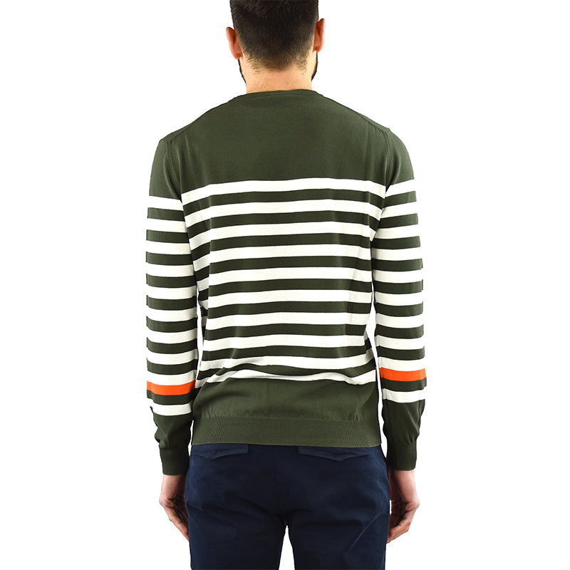 Maglia KANGRA in Cotone Righe Orizzontali Verde