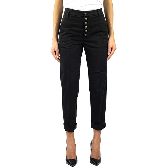Pantalone DONDUP Nima DP576 in Gabardina di Cotone Nero