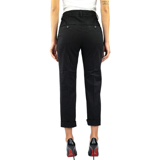 Pantalone DONDUP Nima DP576 in Gabardina di Cotone Nero