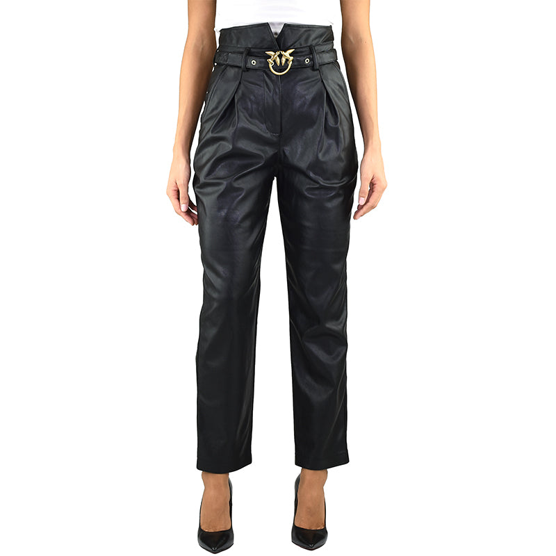 Pantalone PINKO Aurelio in Eco-Pelle Nero