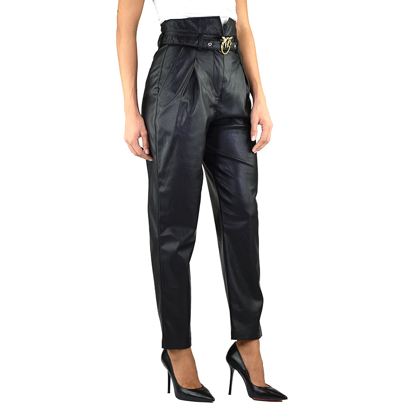 Pantalone PINKO Aurelio in Eco-Pelle Nero
