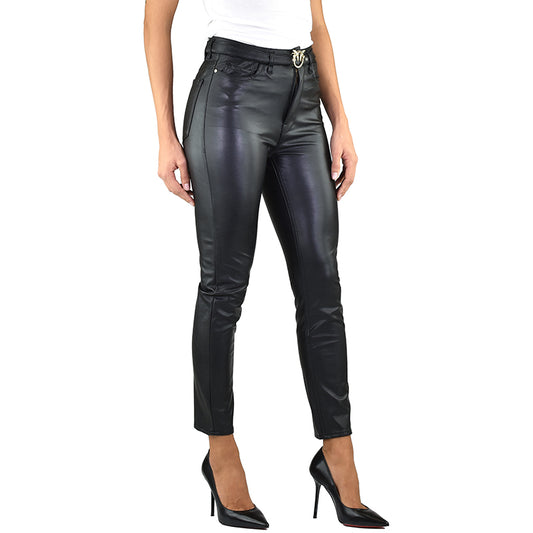 Pantalone PINKO Susan 6 Skinny in Eco-Pelle Nero