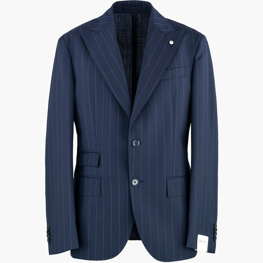 Abito LBM Paul in Lana Vergine Gessato Blu Navy