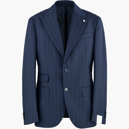 Abito LBM Paul in Lana Vergine Gessato Blu Navy