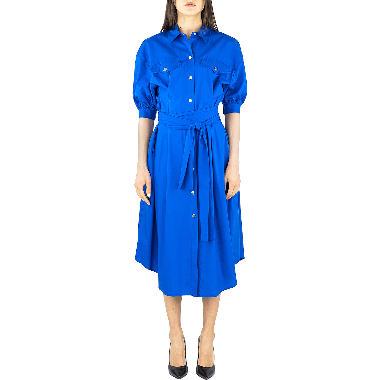 Abito PINKO Abbigliato Chemisier in Popeline Blu Royal