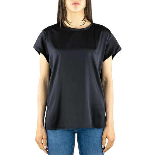 Blusa PINKO Farida Top in Seta Stretch Nera