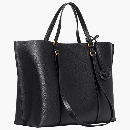 Borsa PINKO Carrie Shopper Big in Pelle Bottolata Nera