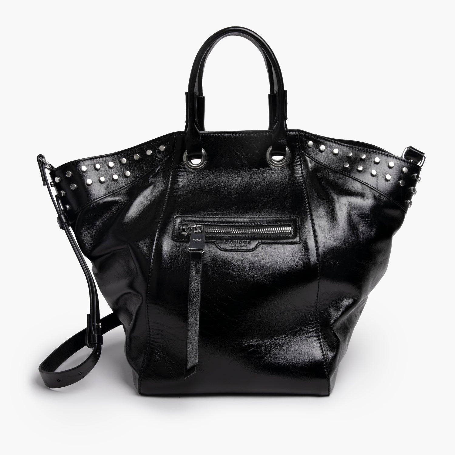Borsa DONDUP Tote Bag WB288 PL0554D in Pelle Col. 999 Nera con Borchie