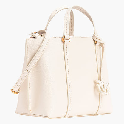 Borsa PINKO Carrie Shopper Classic in Pelle Bottolata Bianco Seta