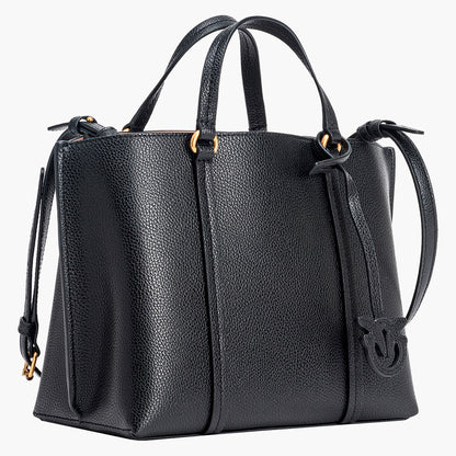 Borsa PINKO Carrie Shopper Classic in Pelle Bottolata Nera