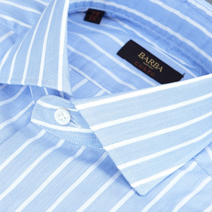 Camicia BARBA Napoli Culto Riga Bianca su Fondo Celeste