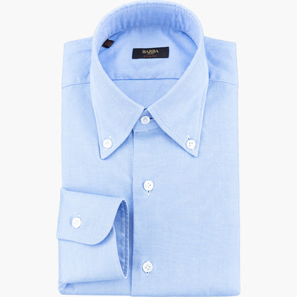 Camicia BARBA Napoli Culto in Cotone Oxford Button Down Celeste k25