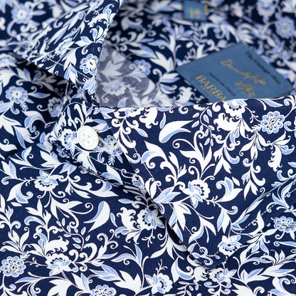 Camicia BARBA Napoli Dandylife Fantasia Floreale Blu Bianco