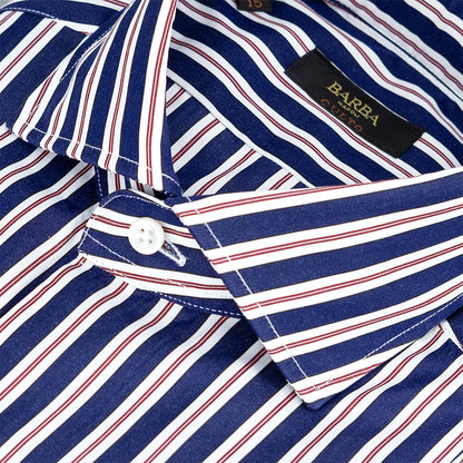 Camicia BARBA Napoli Culto Riga Blu Bianco Rosso