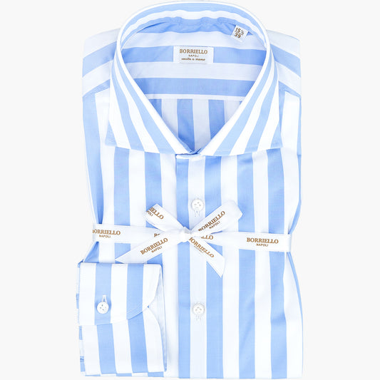 Camicia BORRIELLO Righe Larghe Bianco Celeste