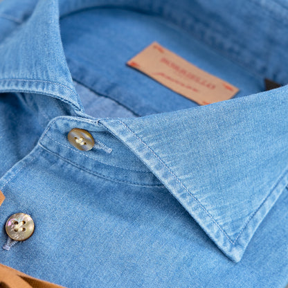 Camicia BORRIELLO Art. 9095/2 in Cotone Denim. Modello Collo Marechiaro Idro