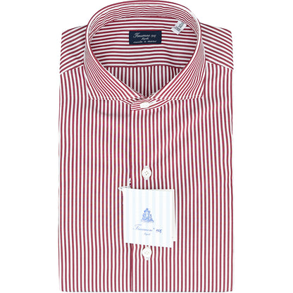 Camicia FINAMORE Milano Riga Bianco Rosso Borgogna