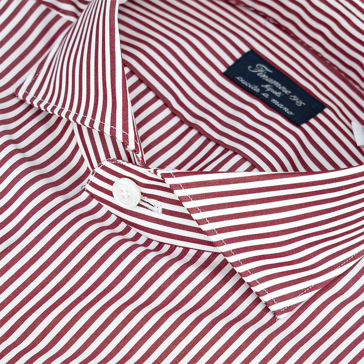 Camicia FINAMORE Milano Riga Bianco Rosso Borgogna
