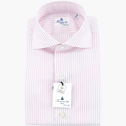 Camicia FINAMORE Milano in Esclusivo Cotone Giza 45 170 a Due Art. 840980 A4014Z Righe Bianco Rosa