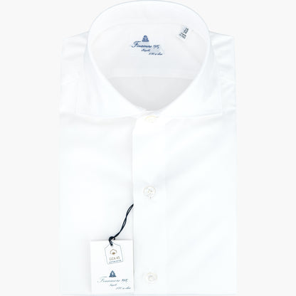 Camicia FINAMORE Milano in Esclusivo Cotone Giza 45 170 a Due Bianca