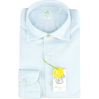 Camicia FINAMORE Tokyo in Cotone Denim Chiaro