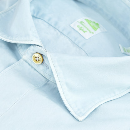 Camicia FINAMORE Tokyo in Cotone Denim Chiaro