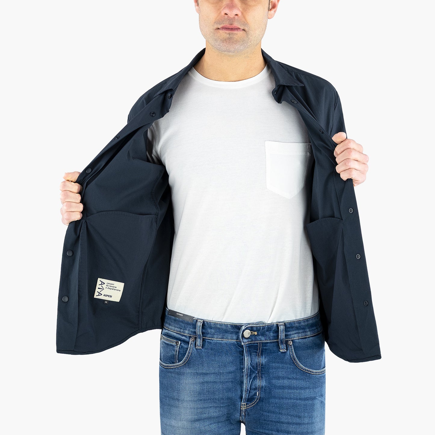 Camicia ASPESI Arch CE17 P076 in Cotone Tecnico Col. 01098 Blu Navy