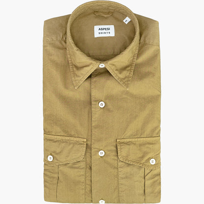 Camicia ASPESI Glenn Doppio Taschino in Cotone Tabacco 24
