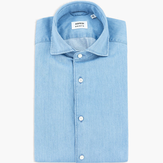 Camicia ASPESI Vic in Chambray Micro Twill Denim Chiaro
