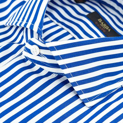 Camicia BARBA Napoli Culto Riga Bianco Blu Royal B25