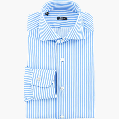 Camicia BARBA Napoli in Cotone Stretch Righe Bianco Celeste B25 2