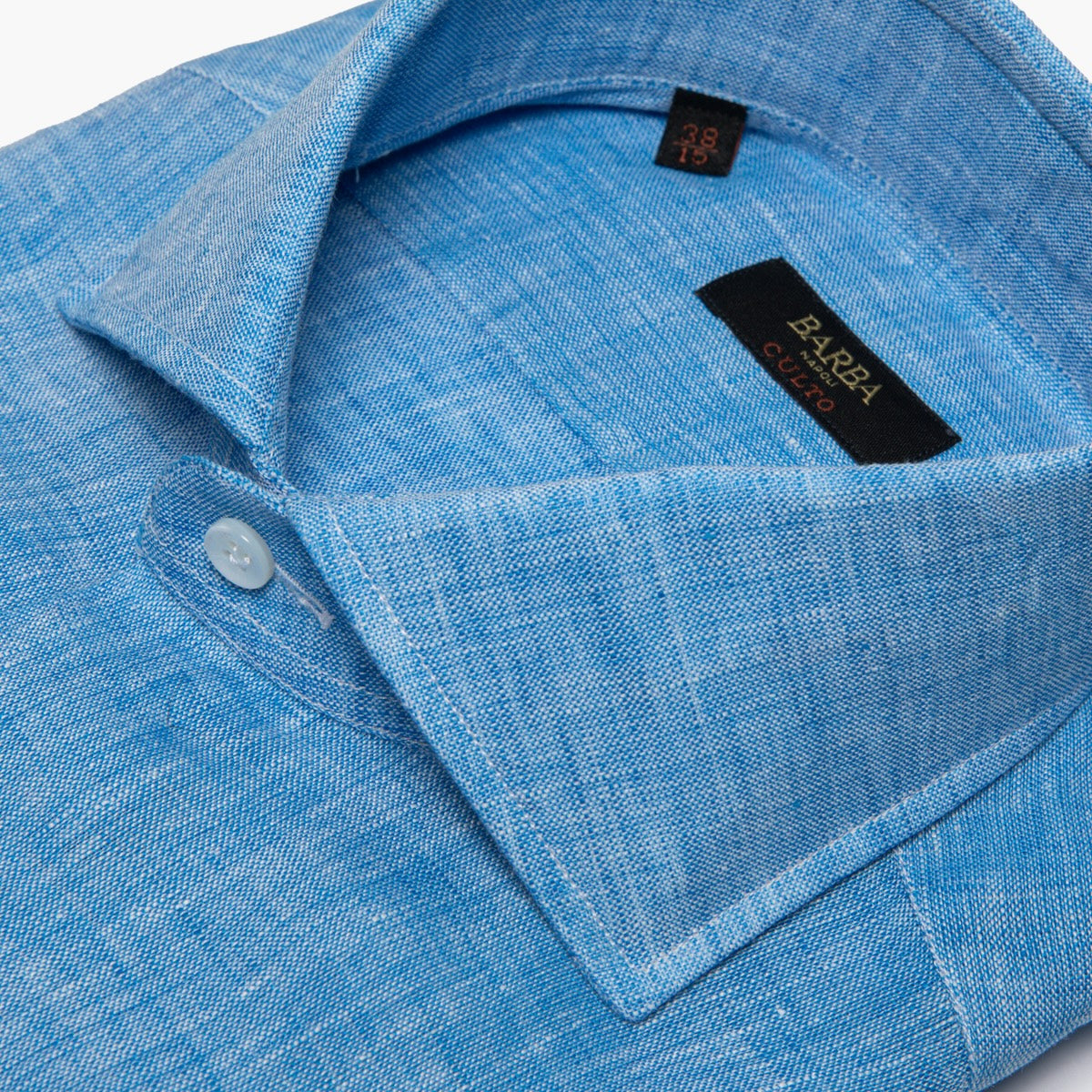 Camicia BARBA Napoli Culto Art. P0147052U in Puro Lino Fiammato Azzurra