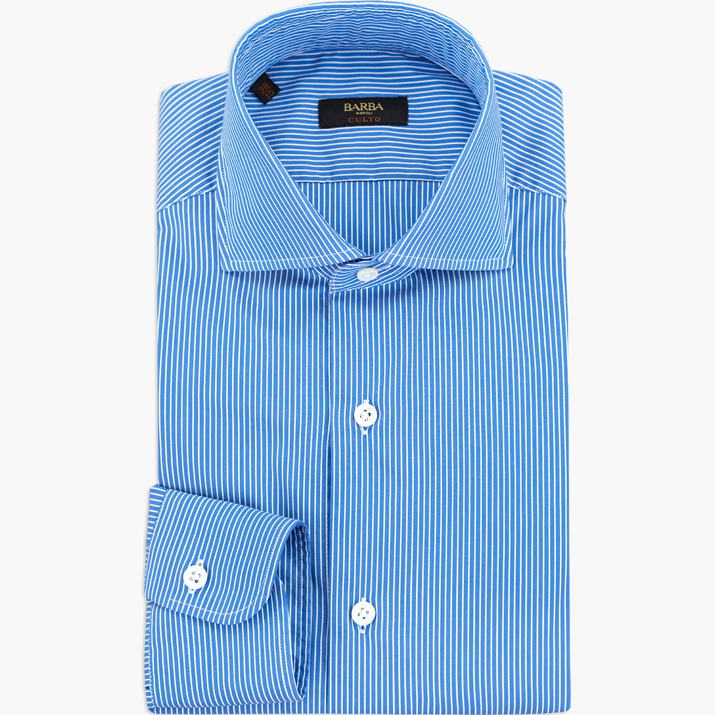 Camicia BARBA Napoli Culto Art. P0150030 Riga Bianca Sottile su Fondo Azzurro