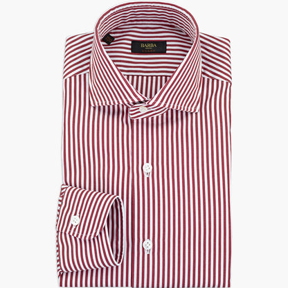 Camicia BARBA Napoli Culto Art. P0150101 Righe Bianco Rosso Borgogna