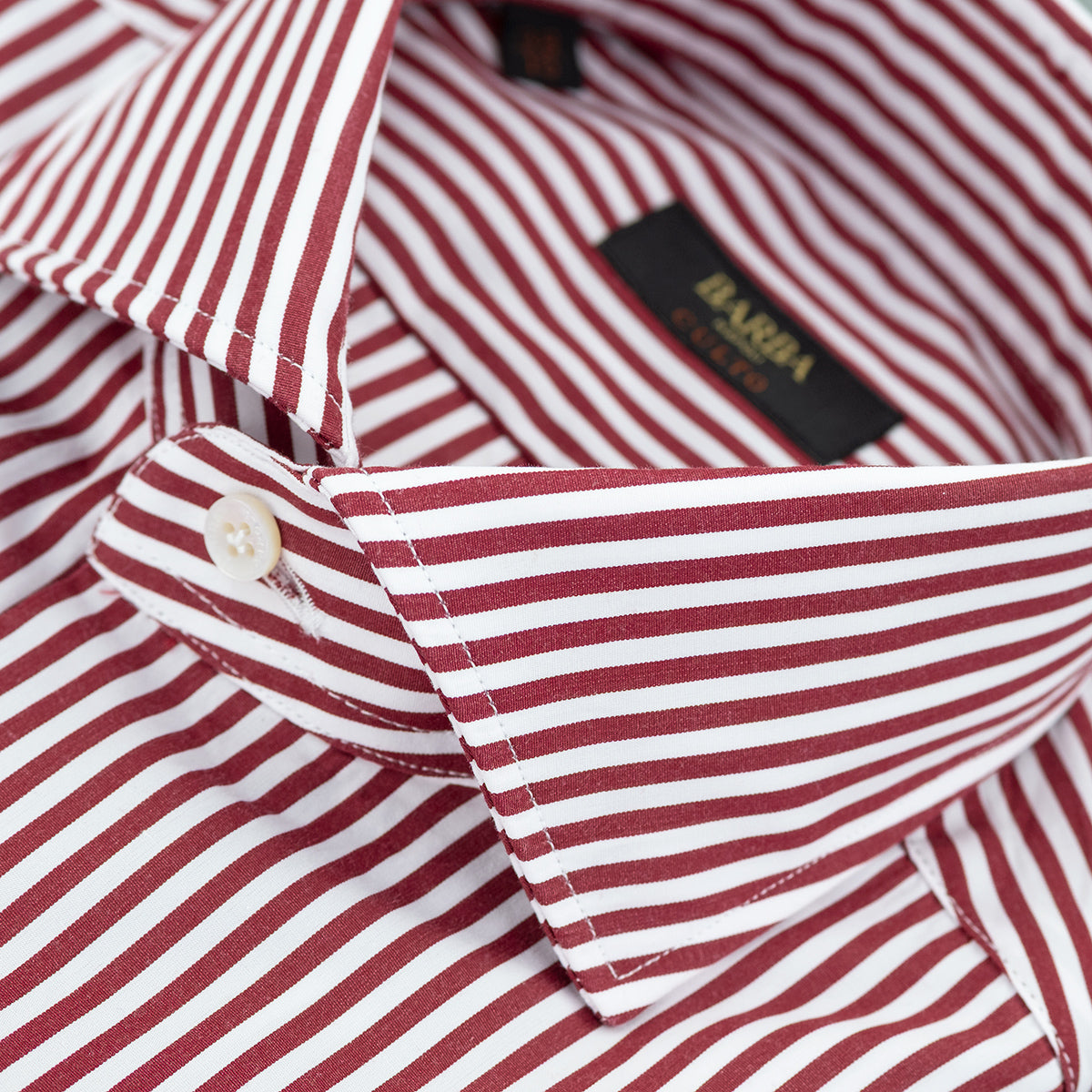 Camicia BARBA Napoli Culto Art. P0150101 Righe Bianco Rosso Borgogna 2