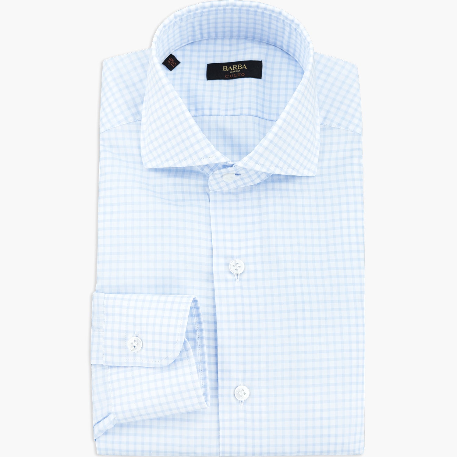 Camicia BARBA Napoli Culto Quadretto Bianco Celeste