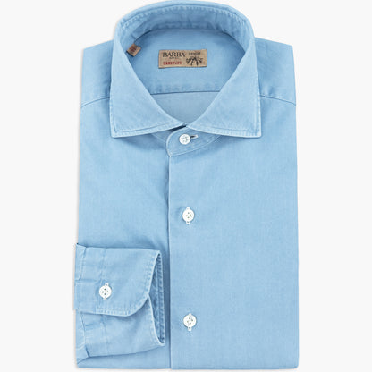 Camicia BARBA Napoli Dandylife in Cotone Denim Chiaro