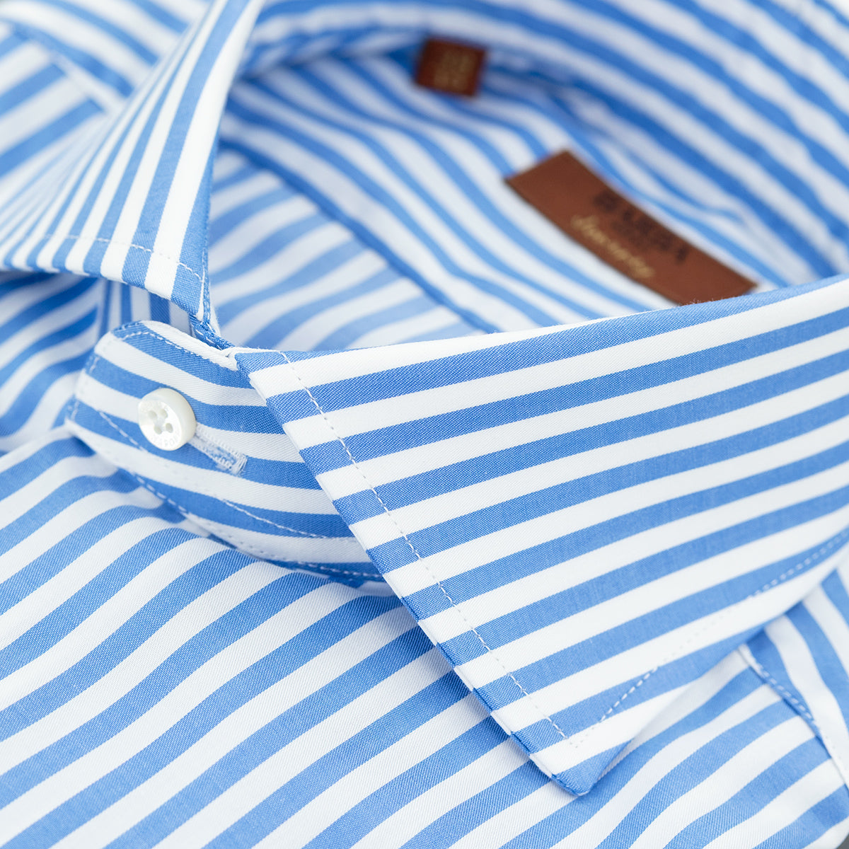 Camicia BARBA Napoli Journey in Cotone Righe Bianco Celeste