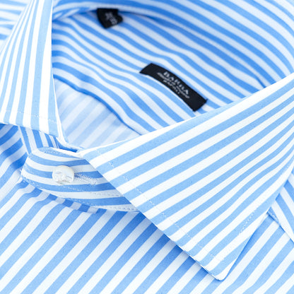 Camicia BARBA Napoli in Cotone Stretch Righe Bianco Celeste B25