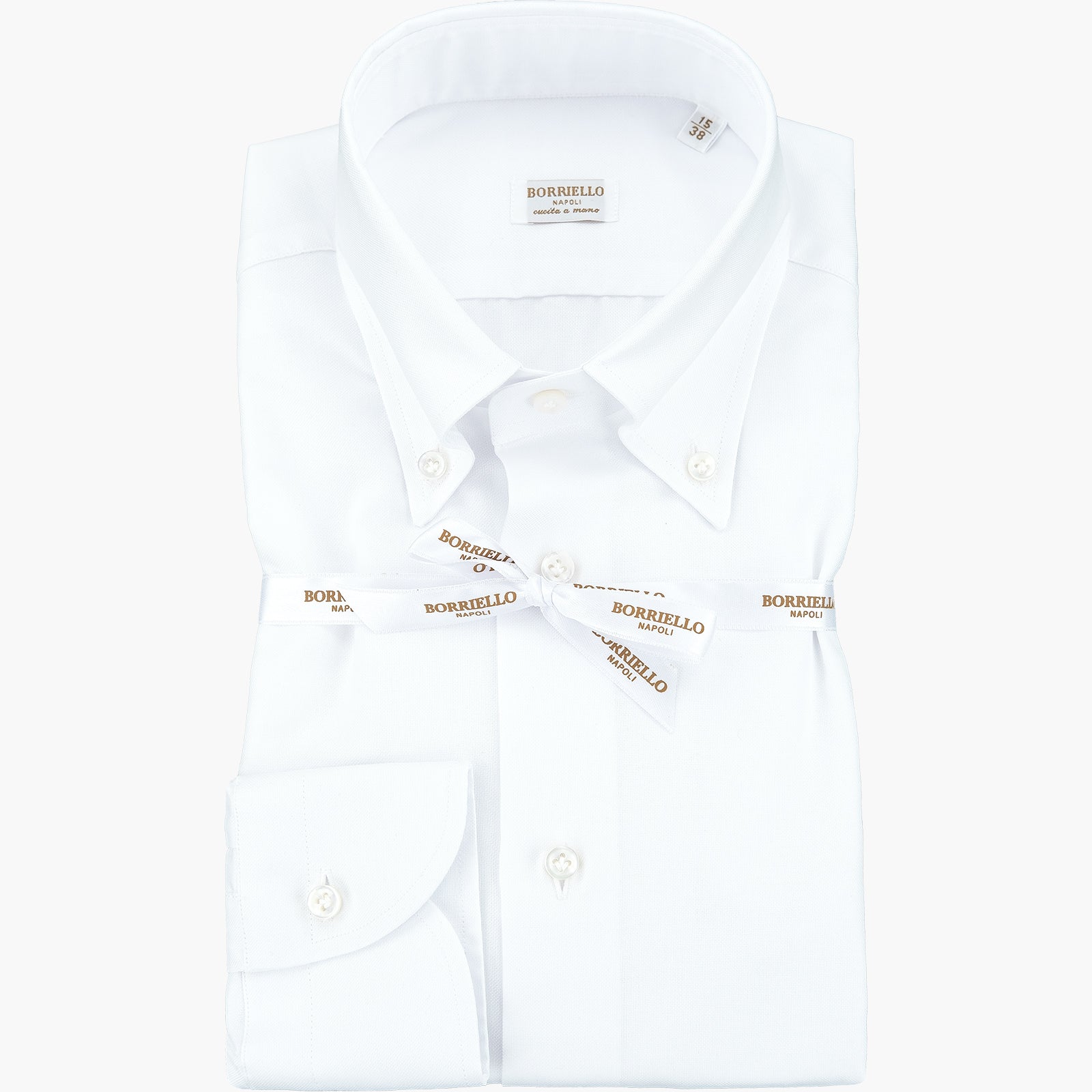 Camicia BORRIELLO Art. 19003/1 Collo Vomero Button Down in Oxford Bianca 25