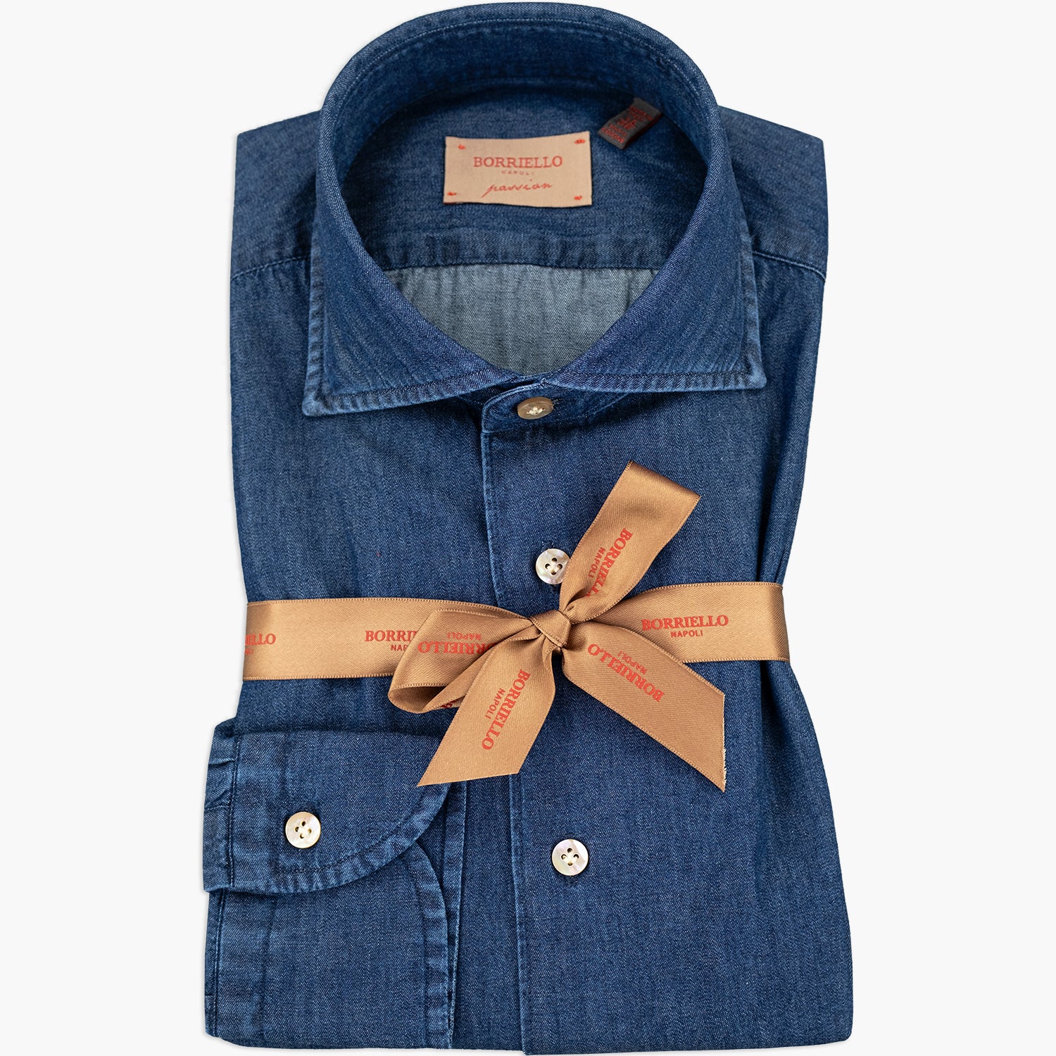 Camicia BORRIELLO Art. 9095/1 Collo Marechiaro Idro in Cotone Denim Scuro V6