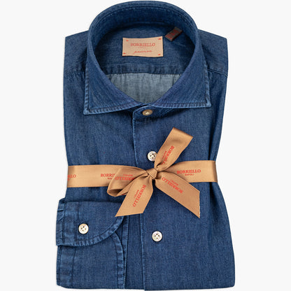 Camicia BORRIELLO Art. 9095/1 Collo Marechiaro Idro in Cotone Denim Scuro V6