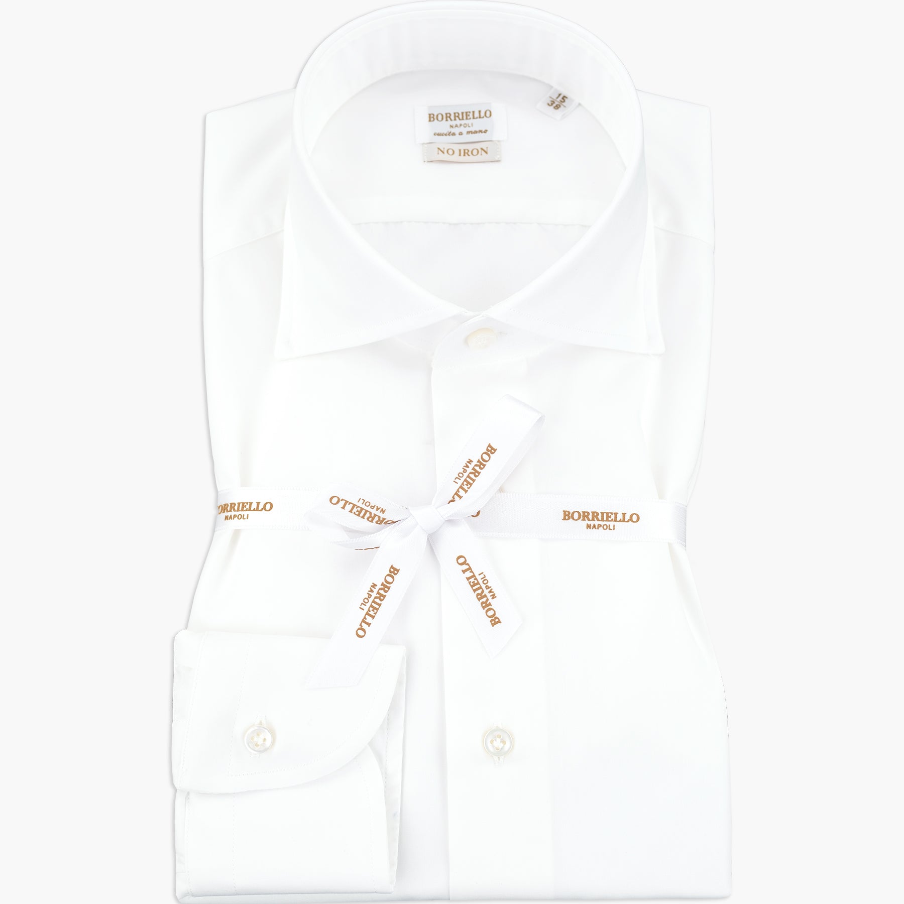 Camicia BORRIELLO Napoli Art. 21007/1 Collo Marechiaro in Cotone No Iron Bianca 2