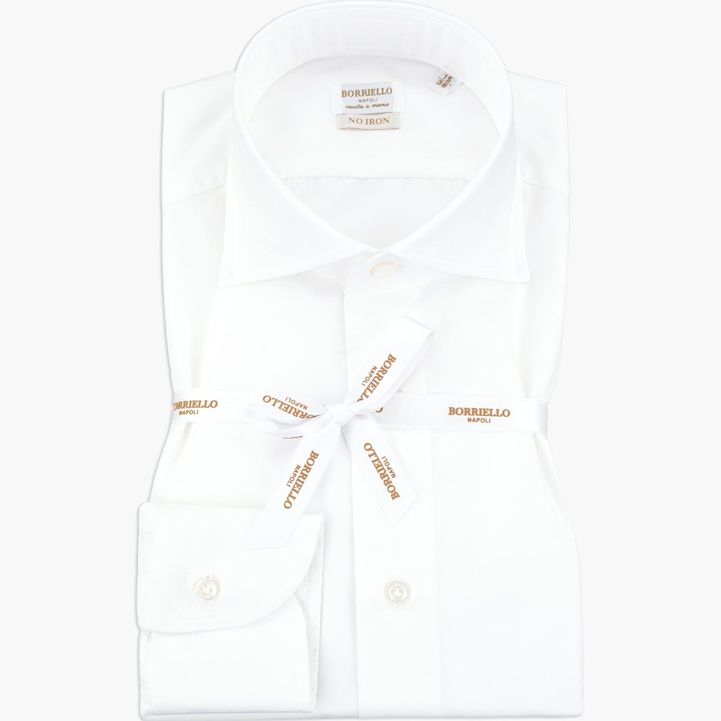Camicia BORRIELLO Napoli Art. 21007/1 Collo Marechiaro in Cotone No Iron Bianca V26