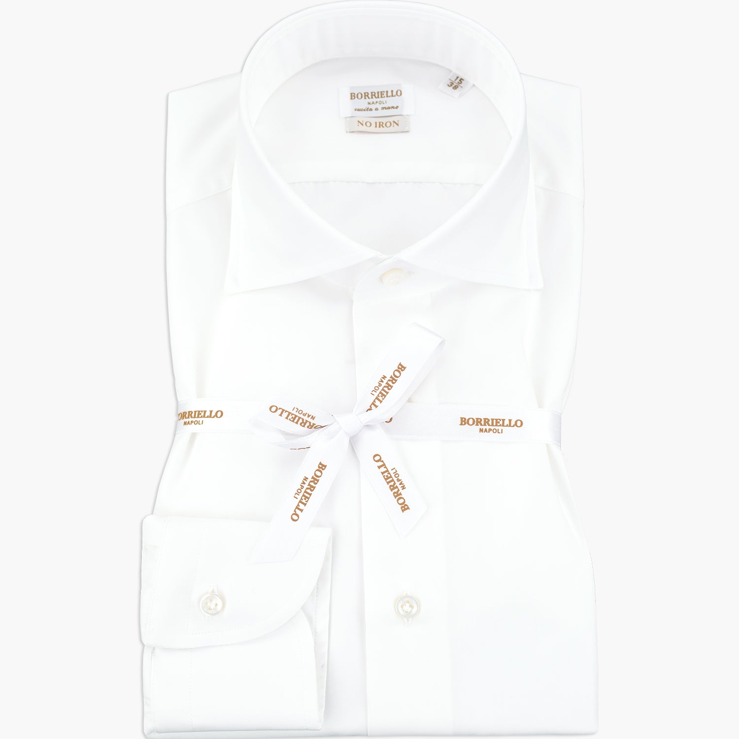 Camicia BORRIELLO Napoli Art. 21007/1 Collo Marechiaro in Cotone No Iron Bianca V26